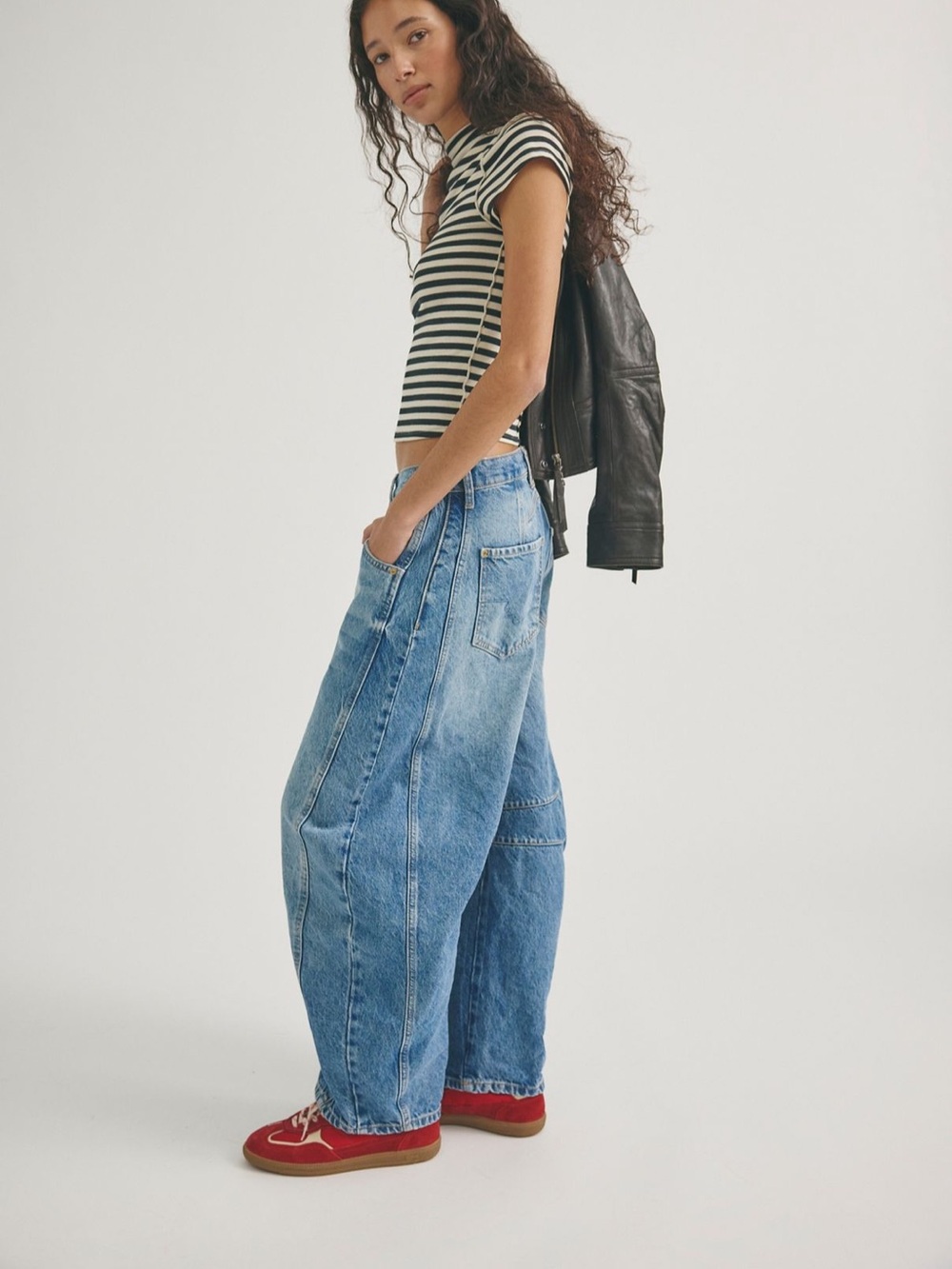 Free People Good Luck Mid-Rise Barrel Jean - Picture 2 of 7
